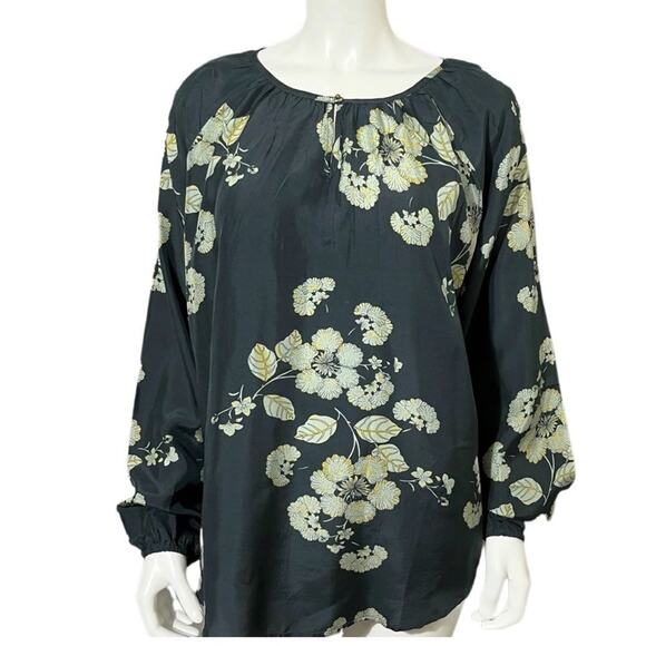 SUNDANCE 100% SILK FLORAL BLOUSE‎ SIZE M - Picture 1 of 9